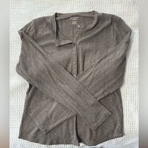 American Eagle Long Sleeve Taupe Henley XXL
